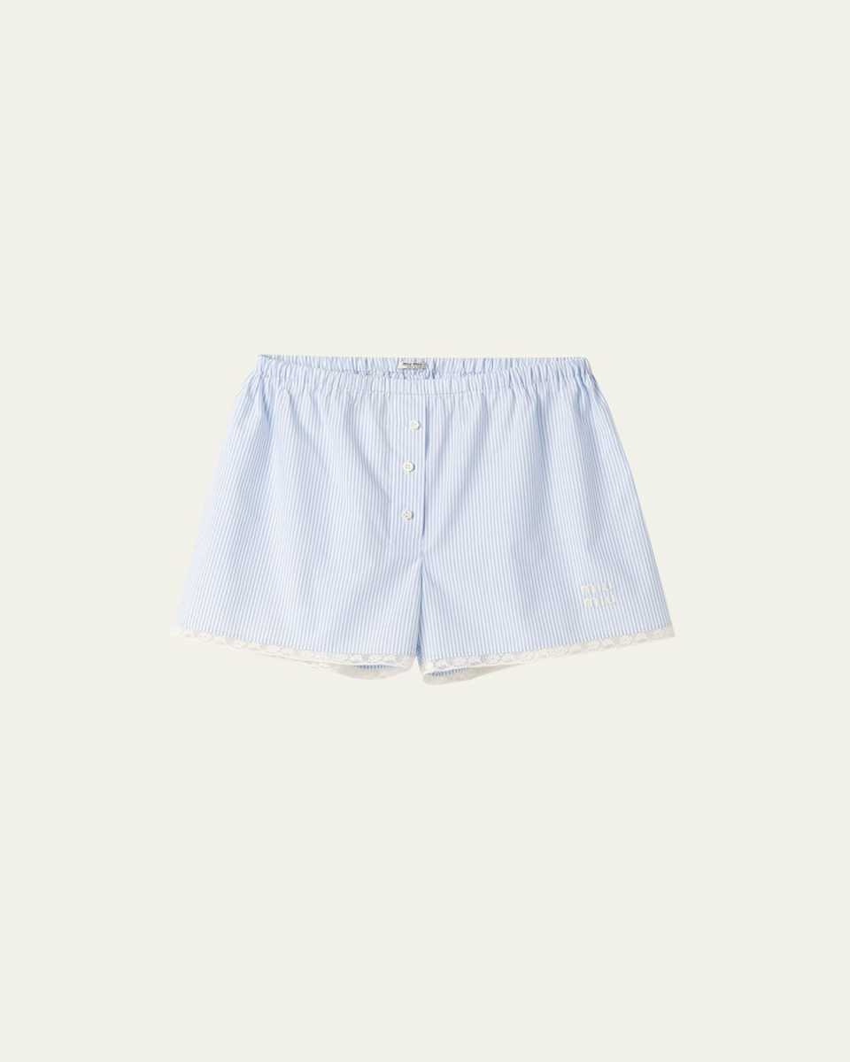 Pinstripe Logo-Embroidered Boxer Shorts